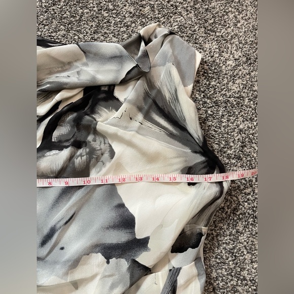 Robert Rodriguez Black Artsy Floral 100% Silk Cowl Neck Asymmetrical Mini Dress6 - Picture 9 of 10